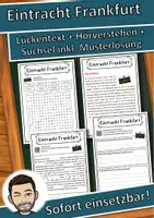 Vorschau - Unterrichtsreihen - Eintracht Frankfurt Lückentext mit Wortspeicher Hörverstehen und Suchsel - Deckblatt
