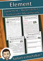 Vorschau - Unterrichtsreihen - Element Lückentext mit Wortspeicher Hörverstehen und Suchsel - Deckblatt