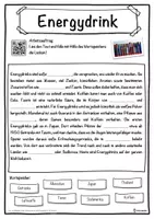 Vorschau - Unterrichtsreihen - Energydrink Lückentext mit Wortspeicher Hörverstehen und Suchsel - Seite 1