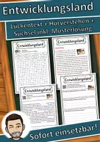 Vorschau - Unterrichtsreihen - Entwicklungsland Lückentext mit Wortspeicher Hörverstehen und Suchsel - Deckblatt