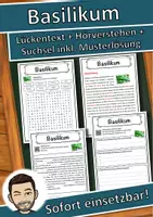 Vorschau - Unterrichtsreihen - Basilikum Lückentext mit Wortspeicher Hörverstehen und Suchsel - Deckblatt