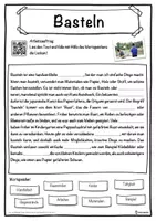Vorschau - Unterrichtsreihen - Basteln Lückentext mit Wortspeicher Hörverstehen und Suchsel - Seite 1