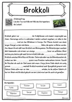Vorschau - Unterrichtsreihen - Brokkoli Lückentext mit Wortspeicher Hörverstehen und Suchsel - Seite 1
