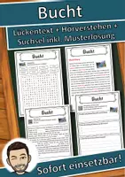 Vorschau - Unterrichtsreihen - Bucht Lückentext mit Wortspeicher Hörverstehen und Suchsel - Deckblatt