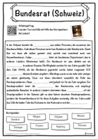 Vorschau - Unterrichtsreihen - Bundesrat (Schweiz) Lückentext mit Wortspeicher Hörverstehen und Suchsel - Deckblatt