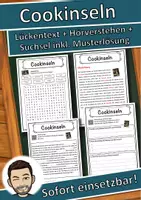 Vorschau - Unterrichtsreihen - Cookinseln Lückentext mit Wortspeicher Hörverstehen und Suchsel - Deckblatt