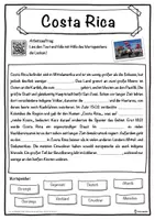 Vorschau - Unterrichtsreihen - Costa Rica Lückentext mit Wortspeicher Hörverstehen und Suchsel - Seite 1