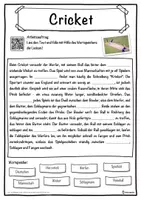 Vorschau - Unterrichtsreihen - Cricket Lückentext mit Wortspeicher Hörverstehen und Suchsel - Seite 1
