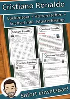 Vorschau - Unterrichtsreihen - Cristiano Ronaldo Lückentext mit Wortspeicher Hörverstehen und Suchsel - Deckblatt