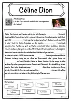 Vorschau - Unterrichtsreihen - Céline Dion Lückentext mit Wortspeicher Hörverstehen und Suchsel - Seite 1