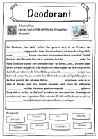 Vorschau - Unterrichtsreihen - Deodorant Lückentext mit Wortspeicher Hörverstehen und Suchsel - Seite 1
