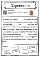 Vorschau - Unterrichtsreihen - Depression Lückentext mit Wortspeicher Hörverstehen und Suchsel - Seite 1