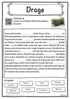Vorschau - Unterrichtsreihen - Droge Lückentext mit Wortspeicher Hörverstehen und Suchsel - Seite 1