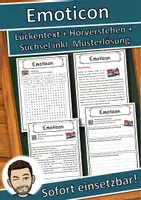 Vorschau - Unterrichtsreihen - Emoticon Lückentext mit Wortspeicher Hörverstehen und Suchsel - Deckblatt