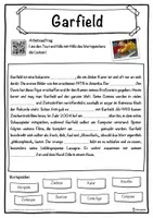 Vorschau - Unterrichtsreihen - Garfield Lückentext mit Wortspeicher Hörverstehen und Suchsel - Seite 1