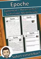 Vorschau - Unterrichtsreihen - Epoche Lückentext mit Wortspeicher Hörverstehen und Suchsel - Deckblatt