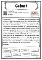 Vorschau - Unterrichtsreihen - Geburt Lückentext mit Wortspeicher Hörverstehen und Suchsel - Seite 1