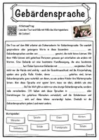 Vorschau - Unterrichtsreihen - Gebärdensprache Lückentext mit Wortspeicher Hörverstehen und Suchsel - Seite 1