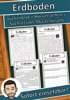 Vorschau - Unterrichtsreihen - Erdboden Lückentext mit Wortspeicher Hörverstehen und Suchsel - Deckblatt