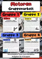 Vorschau - Stationenlernen - Motoren Gruppenarbeit: Ottomotor, Dieselmotor & Dampfturbine - Deckblatt