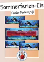 Vorschau - Mal- und Bastelvorlagen - Sommerferien - Wassereis Feriengruß - Pinguin Klasse - Deckblatt