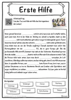 Vorschau - Unterrichtsreihen - Erste Hilfe Lückentext mit Wortspeicher Hörverstehen und Suchsel - Seite 1