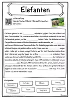 Vorschau - Unterrichtsreihen - Elefanten Lückentext mit Wortspeicher Hörverstehen und Suchsel - Seite 1
