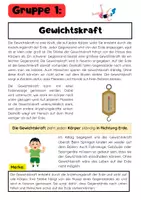 Vorschau - Arbeitsblätter - Kraftarten Gruppenarbeit: Gewichtskraft, Reibungskraft & Federkraft - Seite 1