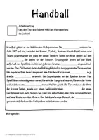 Vorschau - Unterrichtsreihen - Handball Lückentext mit Wortspeicher Hörverstehen und Suchsel - Seite 1