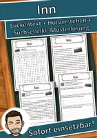 Vorschau - Unterrichtsreihen - Inn Lückentext mit Wortspeicher Hörverstehen und Suchsel - Deckblatt