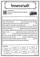 Vorschau - Unterrichtsreihen - Innenstadt Lückentext mit Wortspeicher Hörverstehen und Suchsel - Seite 1