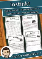 Vorschau - Unterrichtsreihen - Instinkt Lückentext mit Wortspeicher Hörverstehen und Suchsel - Deckblatt
