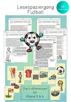 Vorschau - Arbeitsblätter - Lesespaziergang FUßBALL - Klasse 3 & 4 - WM Weltmeisterschaft 2026 - EM Europameisterschaft - Deckblatt