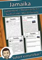 Vorschau - Unterrichtsreihen - Jamaika Lückentext mit Wortspeicher Hörverstehen und Suchsel - Deckblatt