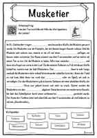 Vorschau - Unterrichtsreihen - Musketier Lückentext mit Wortspeicher Hörverstehen und Suchsel - Seite 1