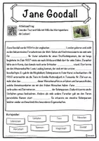 Vorschau - Unterrichtsreihen - Jane Goodall Lückentext mit Wortspeicher Hörverstehen und Suchsel - Seite 1