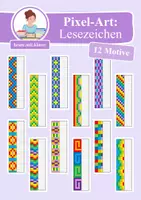 Vorschau - Arbeitsblätter - Pixel-Art: Lesezeichen basteln (Symmetrie / Spiegelachse) - Deckblatt