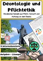 Vorschau - Arbeitsblätter - Philosophische Strömungen in der Ethik: Utilitarismus, Pflichtethik, Tugendethik, Verantwortungsethik - Seite 1