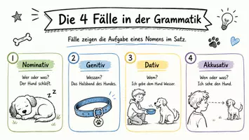 Vorschau - Arbeitsblätter - Arbeitsblätter zum Thema "Fall in der Grammatik" + Lösung & MP3 + Mindmap + Infografik - Seite 1