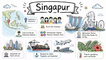 Vorschau - Arbeitsblätter - Arbeitsblätter "Singapur" + Lösung & MP3 + Mindmap + Infografik - Seite 1