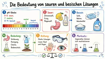 Vorschau - Arbeitsblätter - Arbeitsblatt "Die Bedeutung von sauren und basischen Lösungen" + interaktive Lösung & MP3 + Mindmap + Infografik - Seite 1