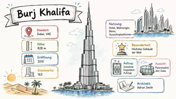 Vorschau - Arbeitsblätter - Arbeitsblätter zum Thema "Burj Khalifa" + Lösung & MP3 + Mindmap + Infografik - Seite 1