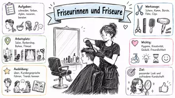 Vorschau - Arbeitsblätter - Lernposter + AB mit Fragen zum Thema "Friseurinnen und Friseure" + Lösungsblatt + Mindmap + Infografik - Seite 2