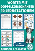 Vorschau - Stationenlernen - Doppelkonsonanten Lernstationen Deutsch 3. Klasse - Deckblatt