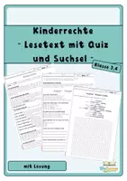 Vorschau - Arbeitsblätter - Kinderrechte: Lesetext mit Quiz und Suchsel - Deckblatt