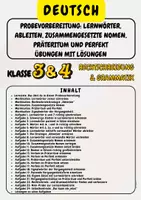 Vorschau - Arbeitsblätter - Probevorbereitung: Lernwörter, Ableiten, zusammengesetzte Nomen, Präteritum und Perfekt Übungen mit Lösungen Klasse 3 & Klasse 4 - Deckblatt