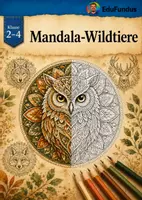 Vorschau - Mal- und Bastelvorlagen - Mandala Wildtiere – 20 detailreiche Ausmalbilder (Premium) | Entspannung & Konzentration | Grundschule & Erwachsene - Deckblatt