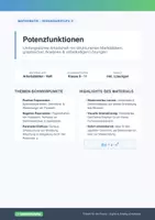 Vorschau - Arbeitsblätter - Erarbeitung der Potenzfunktionen - Sofort einsatzbereit! - Deckblatt