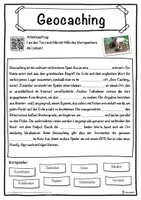 Vorschau - Unterrichtsreihen - Geocaching Lückentext mit Wortspeicher Hörverstehen und Suchsel - Seite 1