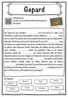 Vorschau - Unterrichtsreihen - Gepard Lückentext mit Wortspeicher Hörverstehen und Suchsel - Seite 1